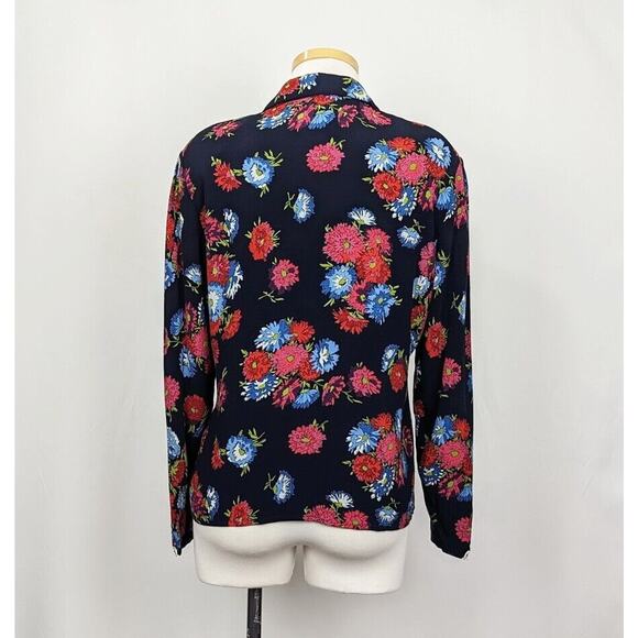 Vintage 90s Top Skirt Set Carole Little Floral Art to Wear Size 8 10 Petite Flaw - Picture 6 of 16